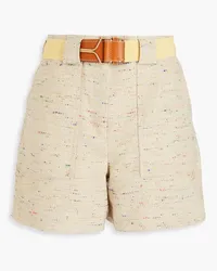 Tory Burch Belted Donegal twill shorts - Neutral Neutral