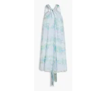 Printed silk-chiffon halterneck mini dress - Blue