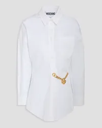 Moschino Chain-embellished cotton-blend twill shirt - White White