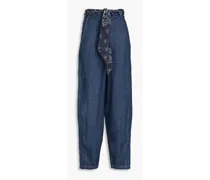 Linen tapered pants - Blue