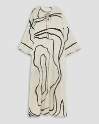 BOUGUESSA Alaa printed satin-twill kaftan - White White