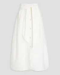 Vince Pleated linen-blend midi skirt - White White