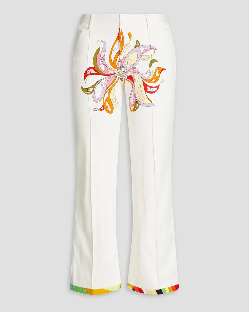 Emilio Pucci Printed cotton-blend twill flared pants - White White
