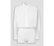 Poplin-paneled knitted bodysuit - White