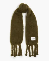 Jil Sander Fringed brushed mohair-blend scarf - Green Green