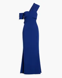 Badgley Mischka One-shoulder crepe gown - Blue Blue