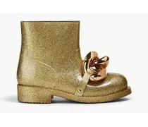 Glittered chain-embellished rubber rain boots - Metallic