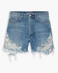 Stella McCartney Embroidered distressed denim shorts - Blue Blue