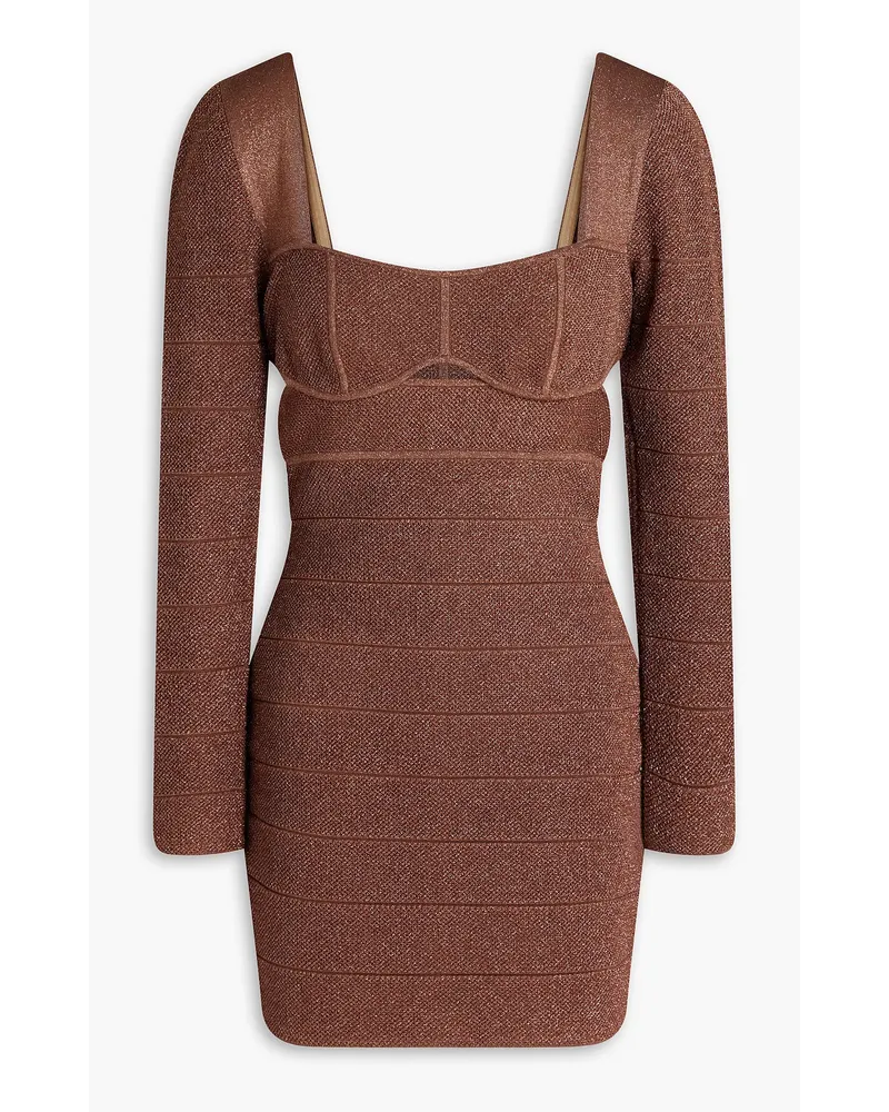 Hervé Léger Cutout metallic bandage mini dress - Brown Brown