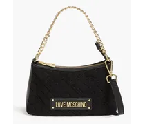 Moschino Quilted faux leather and brushed-felt shoulder bag - Black Black