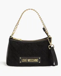 Moschino Quilted faux leather and brushed-felt shoulder bag - Black Black