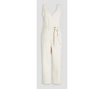Belted denim jumpsuit - White