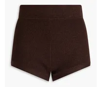 Selah ribbed wool-blend shorts - Brown