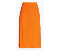 Satiny ribbed-knit skirt - Orange