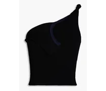 Aceno one-shoulder ribbed-knit top - Black
