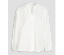 Gathered cotton-poplin blouse - White
