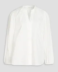 Vince Gathered cotton-poplin blouse - White White