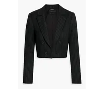 Alice Olivia - Mya cropped pinstriped twill blazer - Black