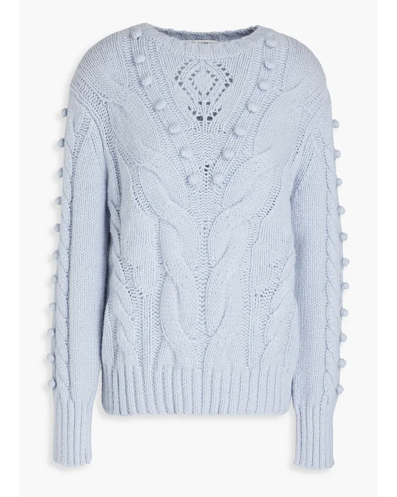 Autumn Cashmere Pompom-embellished cable-knit cashmere sweater - Blue Blue