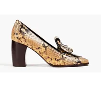 Snake-effect leather pumps - Animal print
