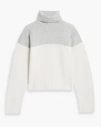 ATM Two-tone cable-knit wool turtleneck sweater - Gray Gray