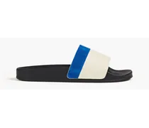 Humberto suede-trimmed pebbled-leather slides - White
