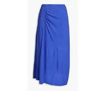 Gathered twill midi skirt - Blue