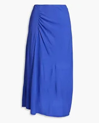 By Malene Birger Gathered twill midi skirt - Blue Blue