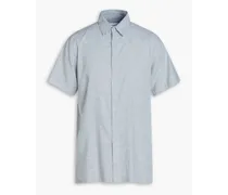 Slub linen-blend canvas shirt - Blue