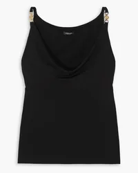 Versace Embellished draped stretch-jersey top - Black Black