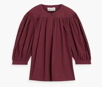 Kira gathered cotton-poplin blouse - Burgundy