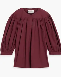 Antik Batik Kira gathered cotton-poplin blouse - Burgundy Burgundy