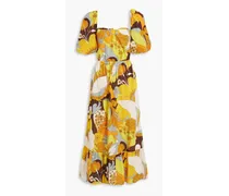 Bahia printed fil coupé cotton maxi dress - Yellow