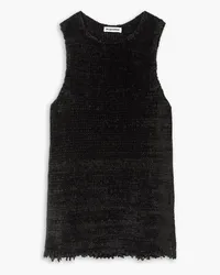 Jil Sander Frayed textured silk and cotton-blend velvet tank - Black Black