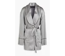 Stretch-silk satin wrap blouse - Gray