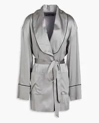 Dolce & Gabbana Stretch-silk satin wrap blouse - Gray Gray