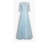 COSTARELLOS Glittered tulle gown - Blue Blue