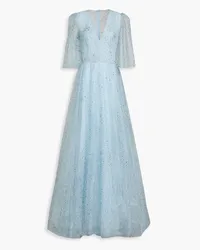 COSTARELLOS Glittered tulle gown - Blue Blue