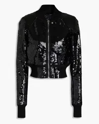 Rick Owens Cropped sequined tulle bomber jacket - Black Black