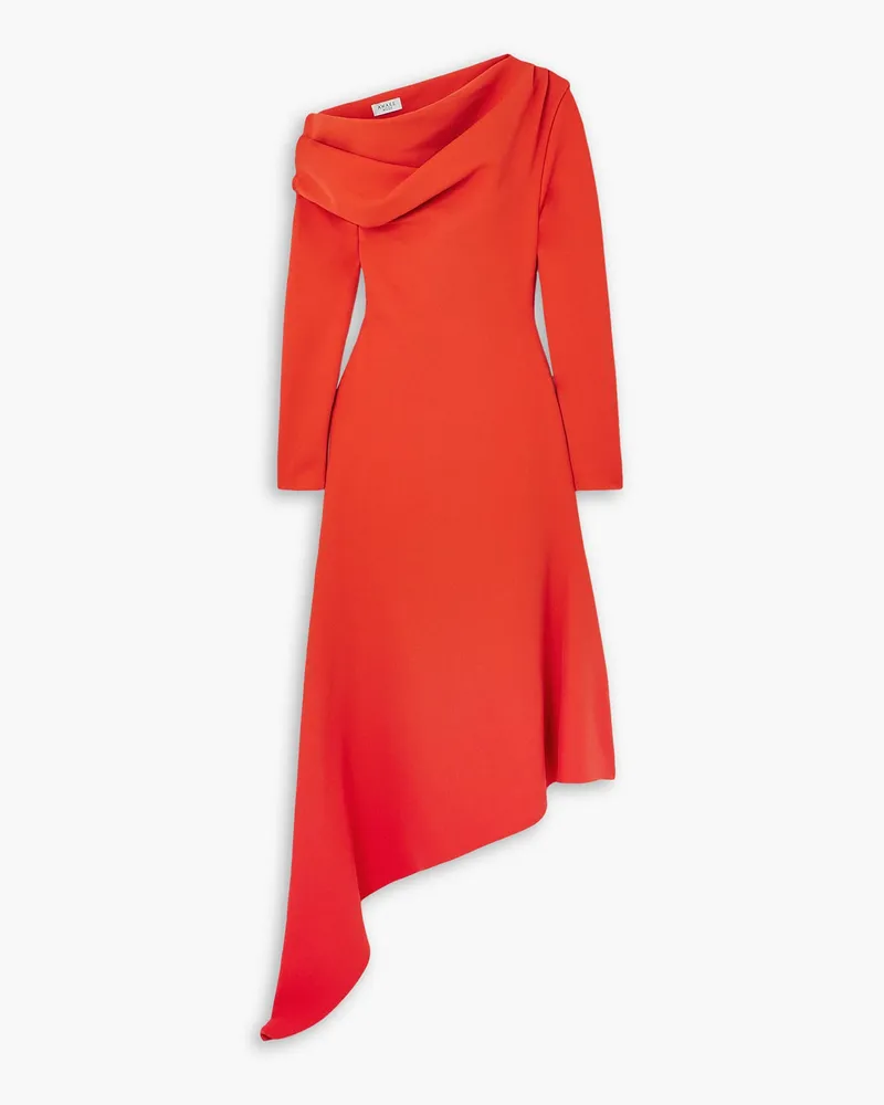 A.W.A.K.E. Asymmetric draped stretch-knit midi dress - Red Red