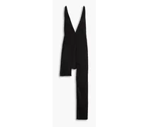 Asymmetric draped satin playsuit - Black