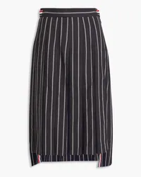 Thom Browne Pleated striped wool midi skirt - Gray Gray