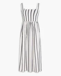 Theory Knit-paneled striped poplin midi dress - Gray Gray