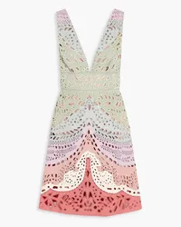 Valentino Garavani Embellished broderie anglaise linen mini dress - Multicolor Multicolor