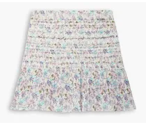 Camilla shirred floral-print cotton and Lurex-blend voile mini skirt - Purple