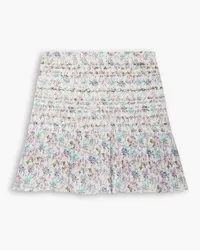 LoveShackFancy Camilla shirred floral-print cotton and Lurex-blend voile mini skirt - Purple Purple