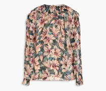 Floral-print crepon blouse - Neutral