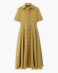 Proenza Schouler Belted paneled cotton and silk-blend midi shirt dress - Yellow Yellow