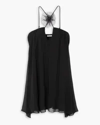 Nensi Dojaka Cutout embellished silk-chiffon halterneck mini dress - Black Black