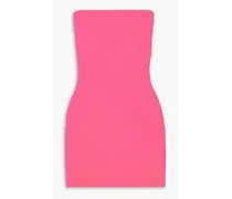 Strapless neon crepe mini dress - Pink